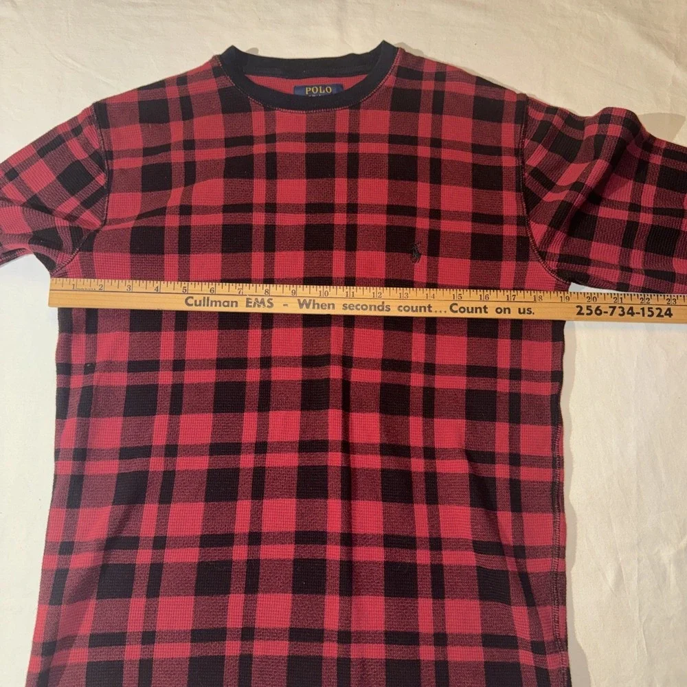 Polo Ralph Lauren Pajama Shirt Mens Medium Buffalo Plaid Red Long Sleeve
